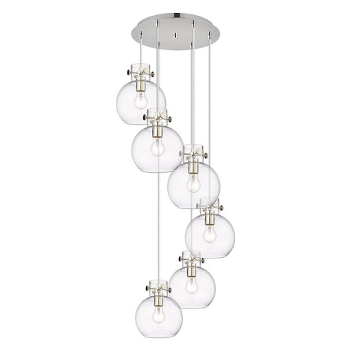 Innovations Newton-S 6Lt 8" CM Pendant, 14" Cpy, PN/CL - 116-410-1PS-PN-G410-8CL