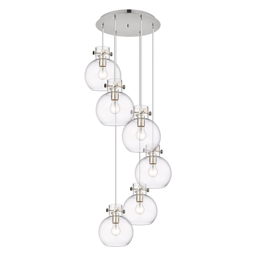 Innovations Newton-S 6Lt 8" CM Pendant, 14" Cpy, PN/CL - 116-410-1PS-PN-G410-8CL