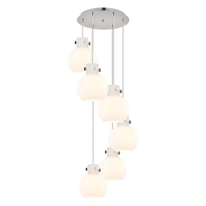 Innovations Newton-S 6Lt 8" CM Pendant, 14" Cpy, PN/WH - 116-410-1PS-PN-G410-8WH
