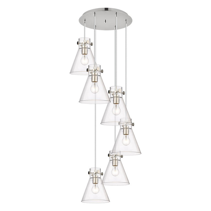 Innovations Newton-C 6Lt 8" CM Pendant, 14" Cpy, PN/CL - 116-410-1PS-PN-G411-8CL