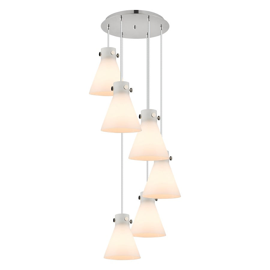 Innovations Newton-C 6Lt 8" CM Pendant, 14" Cpy, PN/WH - 116-410-1PS-PN-G411-8WH