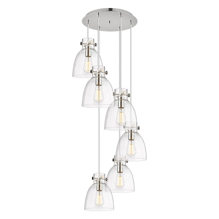 Innovations Newton-B 6Lt 8" CM Pendant, 14" Cpy, PN/CL - 116-410-1PS-PN-G412-8CL