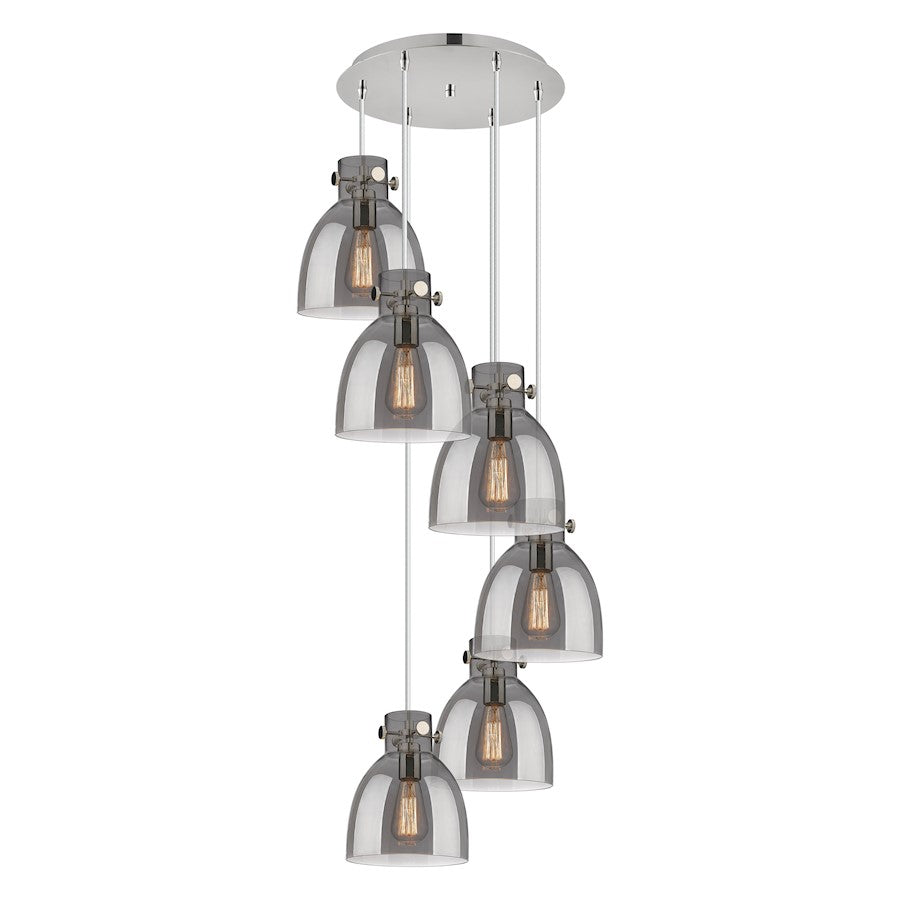 Innovations Newton-B 6Lt 8" CM Pendant, 14" Cpy, PN/SM - 116-410-1PS-PN-G412-8SM