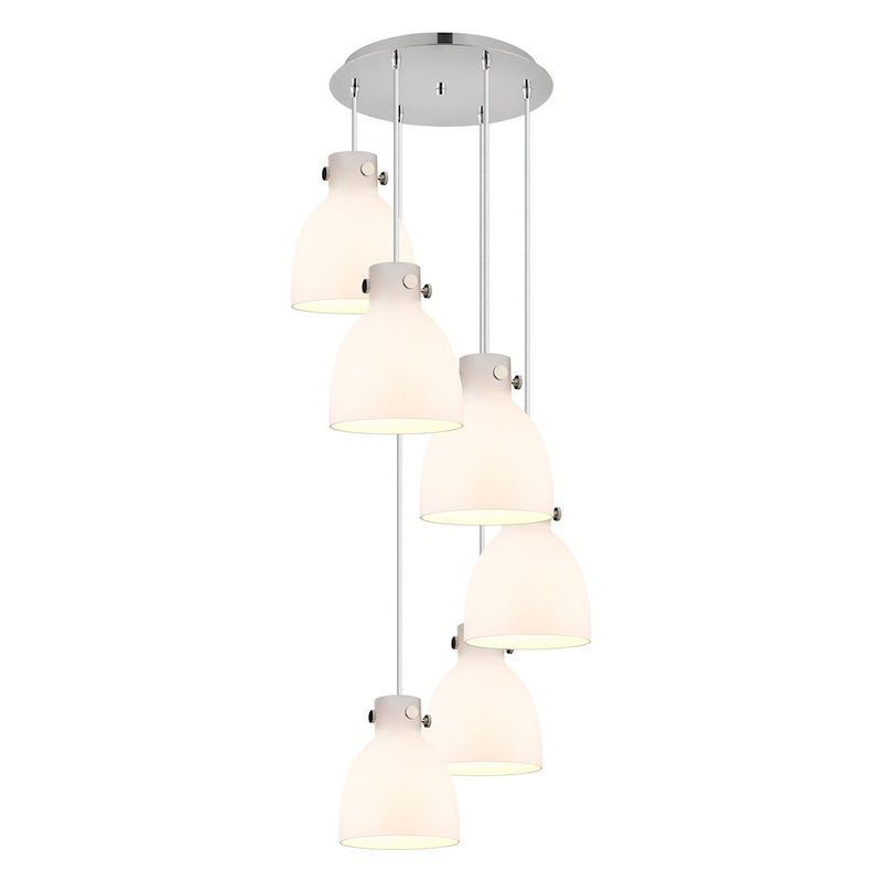 Innovations Newton-B 6Lt 8" CM Pendant, 14" Cpy, PN/WH - 116-410-1PS-PN-G412-8WH