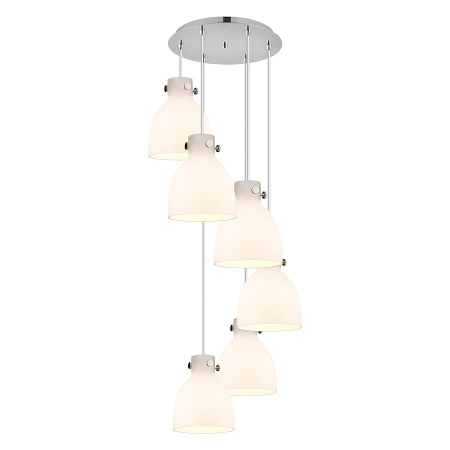 Innovations Newton-B 6Lt 8" CM Pendant, 14" Cpy, PN/WH - 116-410-1PS-PN-G412-8WH