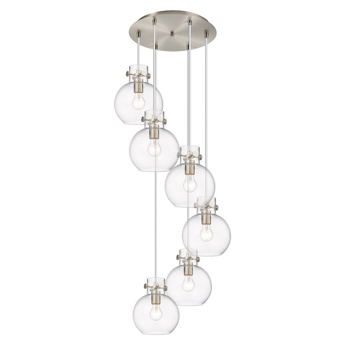 Innovations Newton-S 6Lt 8" CM Pendant, 14" Cpy, SN/CL - 116-410-1PS-SN-G410-8CL