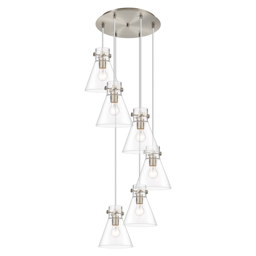Innovations Newton-C 6Lt 8" CM Pendant, 14" Cpy, SN/CL - 116-410-1PS-SN-G411-8CL