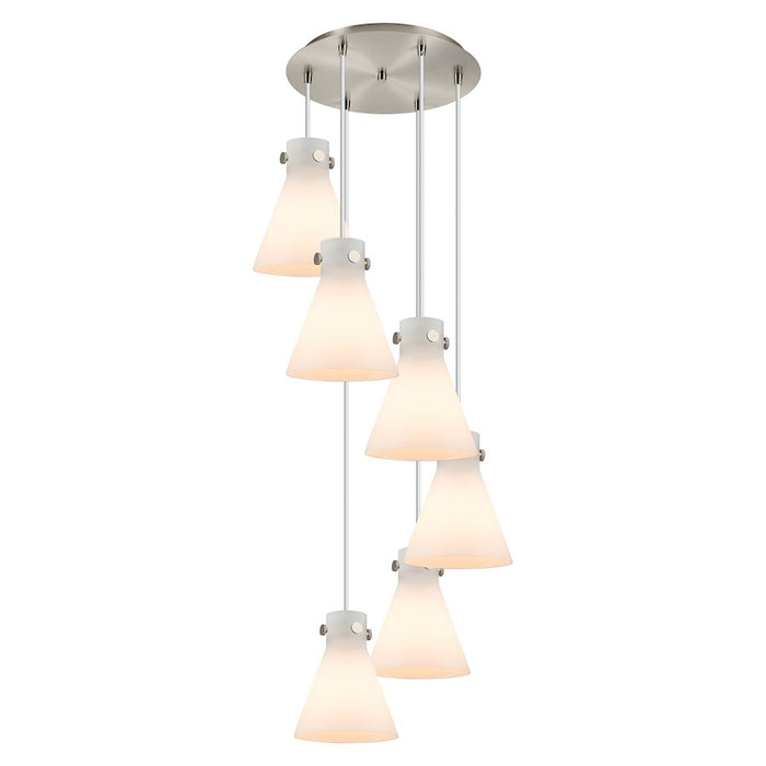 Innovations Newton-C 6Lt 8" CM Pendant, 14" Cpy, SN/WH - 116-410-1PS-SN-G411-8WH