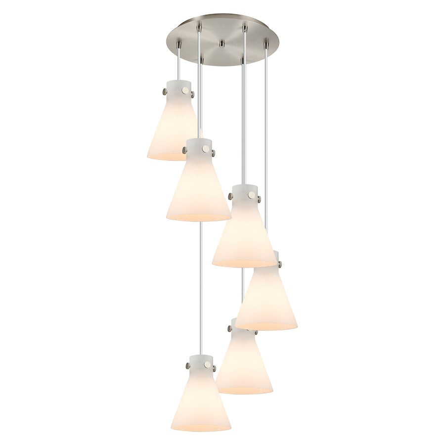 Innovations Newton-C 6Lt 8" CM Pendant, 14" Cpy, SN/WH - 116-410-1PS-SN-G411-8WH
