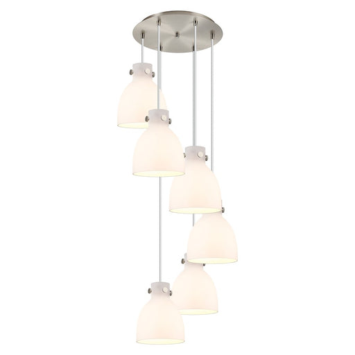 Innovations Newton-B 6Lt 8" CM Pendant, 14" Cpy, SN/WH - 116-410-1PS-SN-G412-8WH