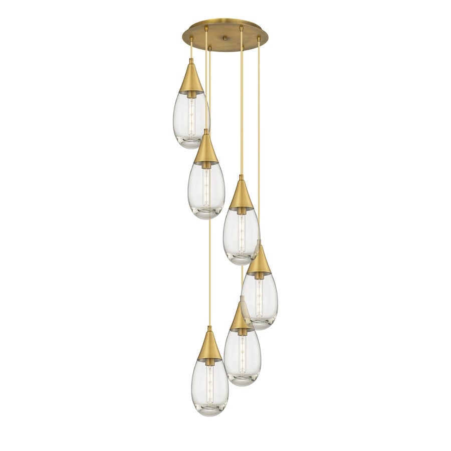 Innovations Malone 6Lt 6" CM Pendant, 14" Canopy, BS/CL - 116-450-1P-BB-G450-6CL