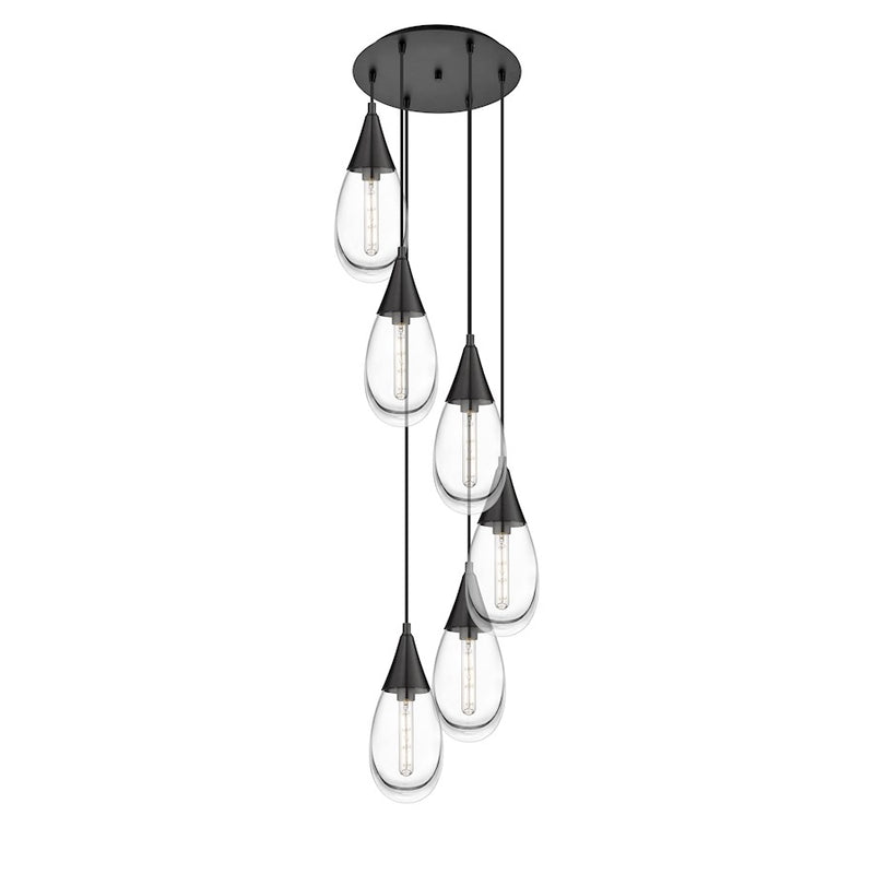 Innovations Malone 6Lt 6" CM Pendant, 14" Canopy, BK/CL - 116-450-1P-BK-G450-6CL
