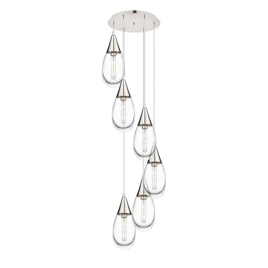 Innovations Malone 6Lt 6" CM Pendant, 14" Canopy, PN/CL - 116-450-1P-PN-G450-6CL
