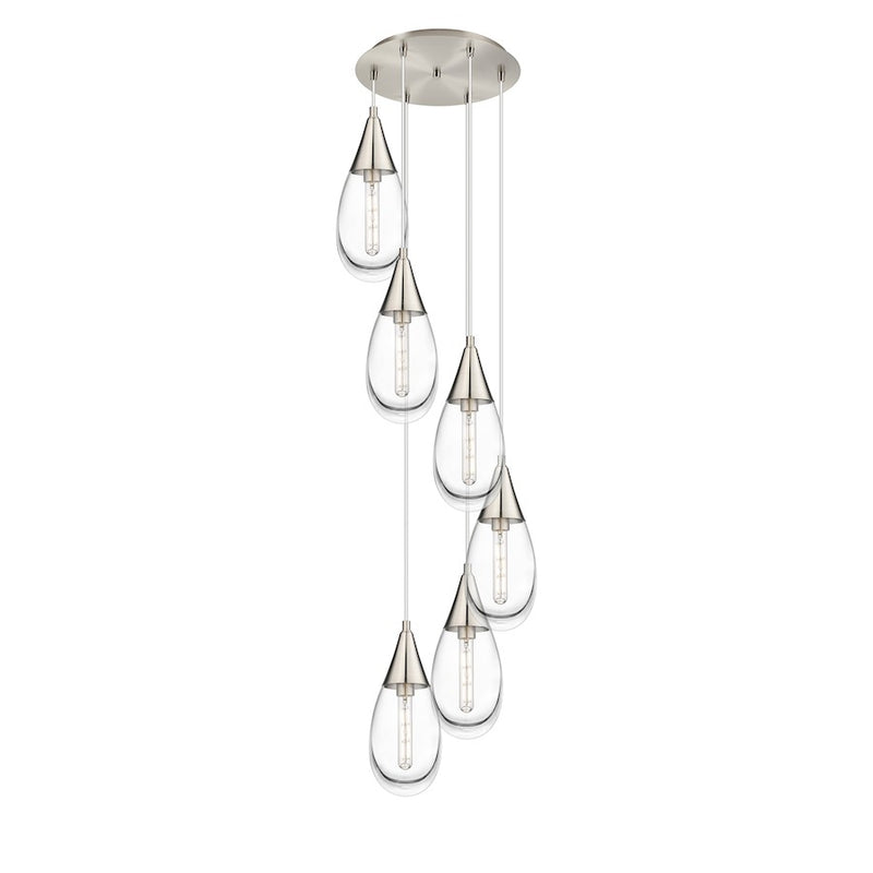Innovations Malone 6Lt 6" CM Pendant, 14" Canopy, SN/CL - 116-450-1P-SN-G450-6CL