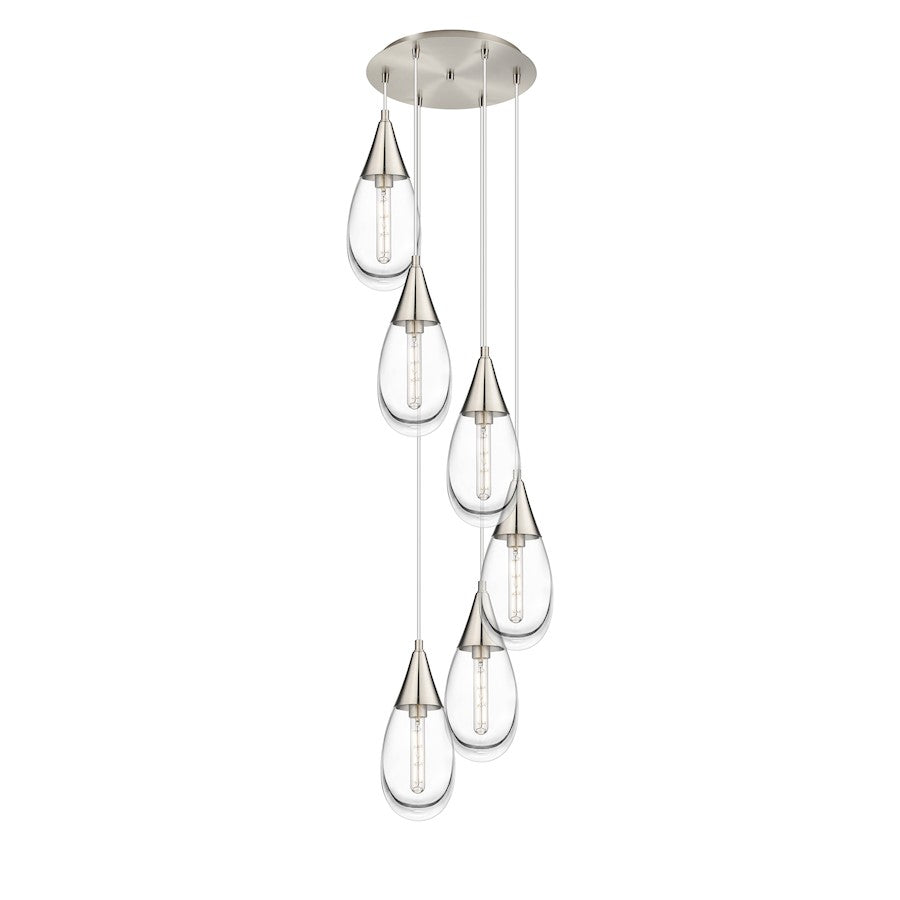 Innovations Malone 6Lt 6" CM Pendant, 14" Canopy, SN/CL - 116-450-1P-SN-G450-6CL