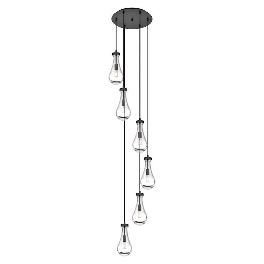 Innovations Owego 6Lt 5" CM Pendant, 14" Canopy, BK/CL - 116-451-1P-BK-G451-5CL
