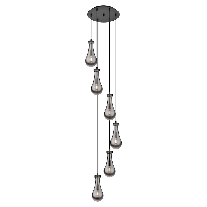 Innovations Owego 6Lt 5" CM Pendant, 14" Canopy, BK/SM - 116-451-1P-BK-G451-5SM