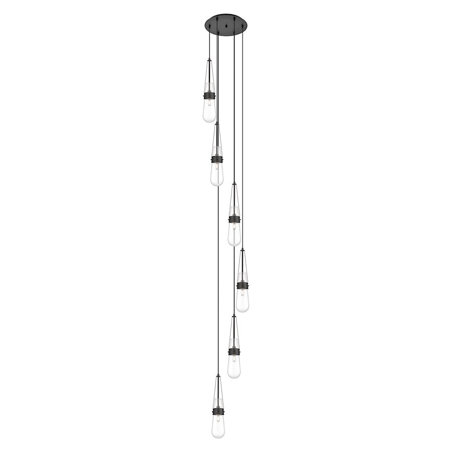 Innovations Milan 6Lt 4" CM Pendant, 14" Canopy, BK/CL - 116-452-1P-BK-G452-4CL