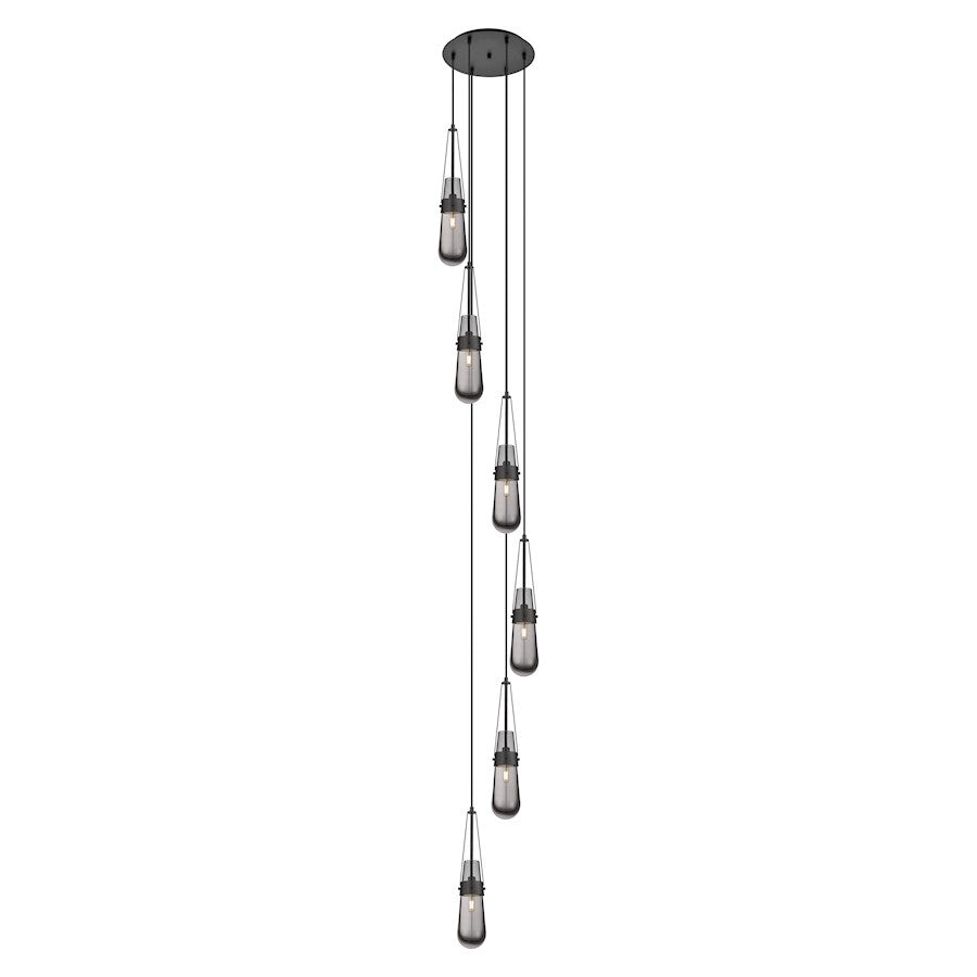 Innovations Milan 6Lt 4" CM Pendant, 14" Canopy, BK/SM - 116-452-1P-BK-G452-4SM