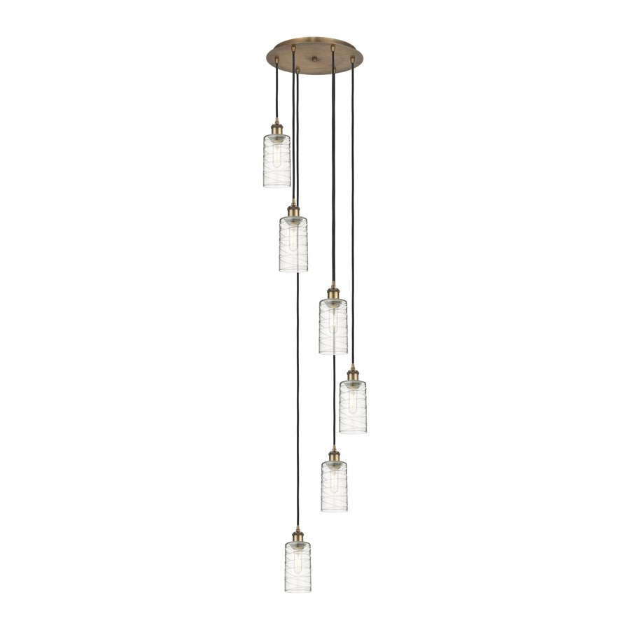 Innovations Crown Point 6Lt 16" Cord Multi Pendant, BRS/DS - 116B-6P-BB-G434-7DE