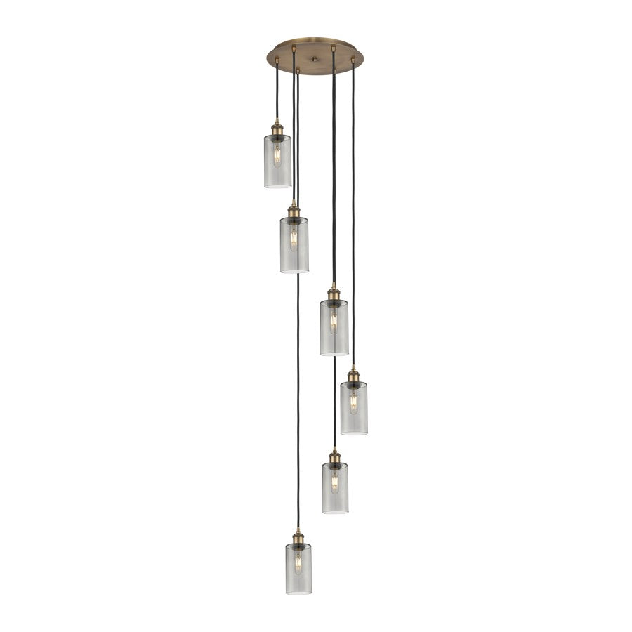Innovations Crown Point 6Lt 16" Cord Multi Pendant, BRS/SM - 116B-6P-BB-G434-7SM