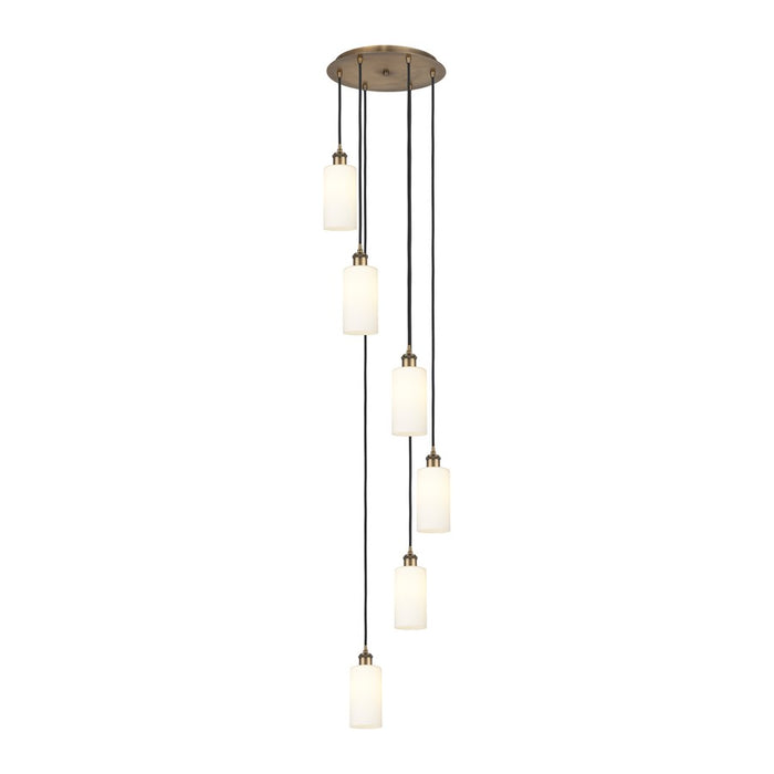 Innovations Crown Point 6Lt 16" Cord Multi Pendant, BRS/WH - 116B-6P-BB-G434-7WH