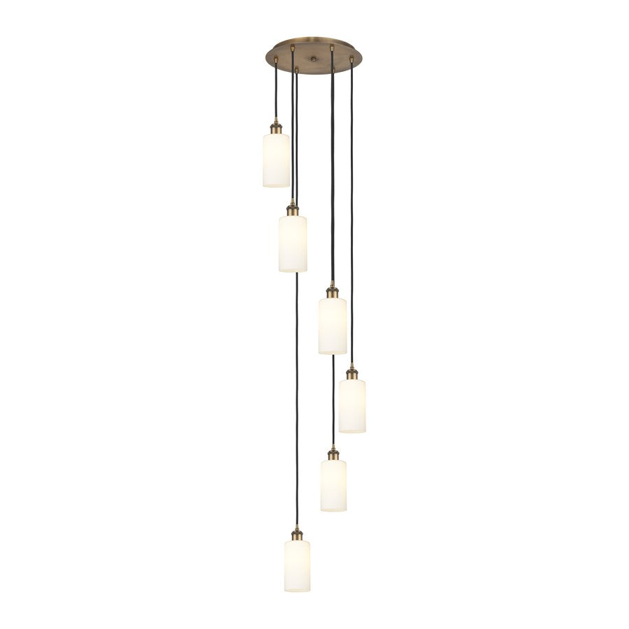 Innovations Crown Point 6Lt 16" Cord Multi Pendant, BRS/WH - 116B-6P-BB-G434-7WH