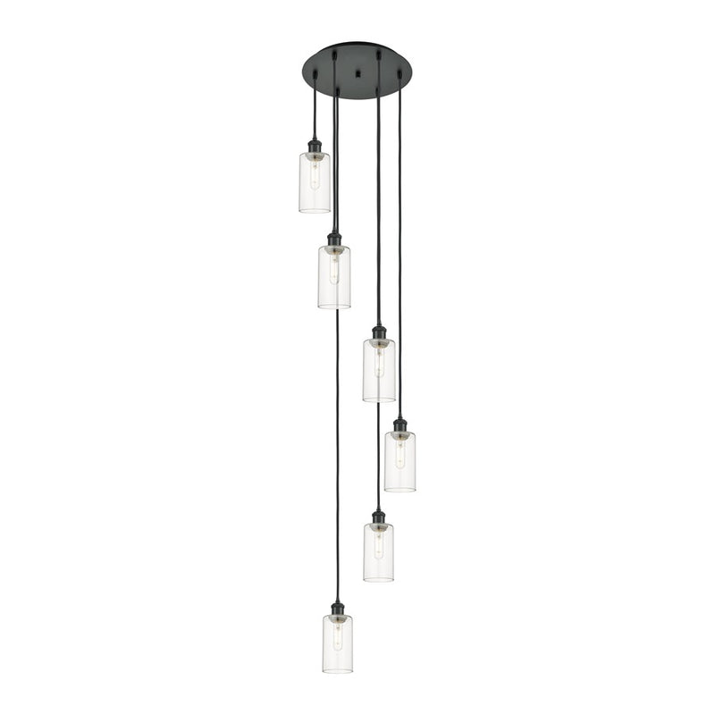Innovations Crown Point 6Lt 16" Cord Multi Pendant, BK/CL - 116B-6P-BK-G434-7CL