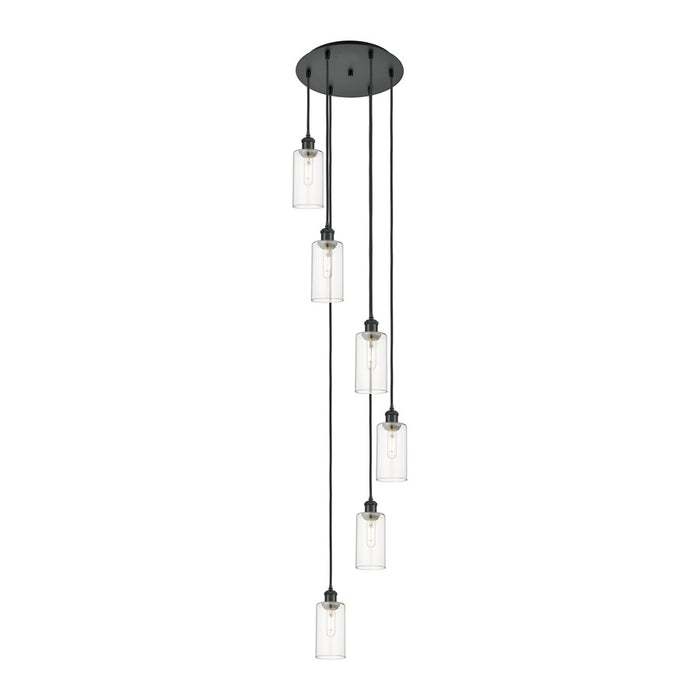 Innovations Crown Point 6Lt 16" Cord Multi Pendant, BK/CL - 116B-6P-BK-G434-7CL