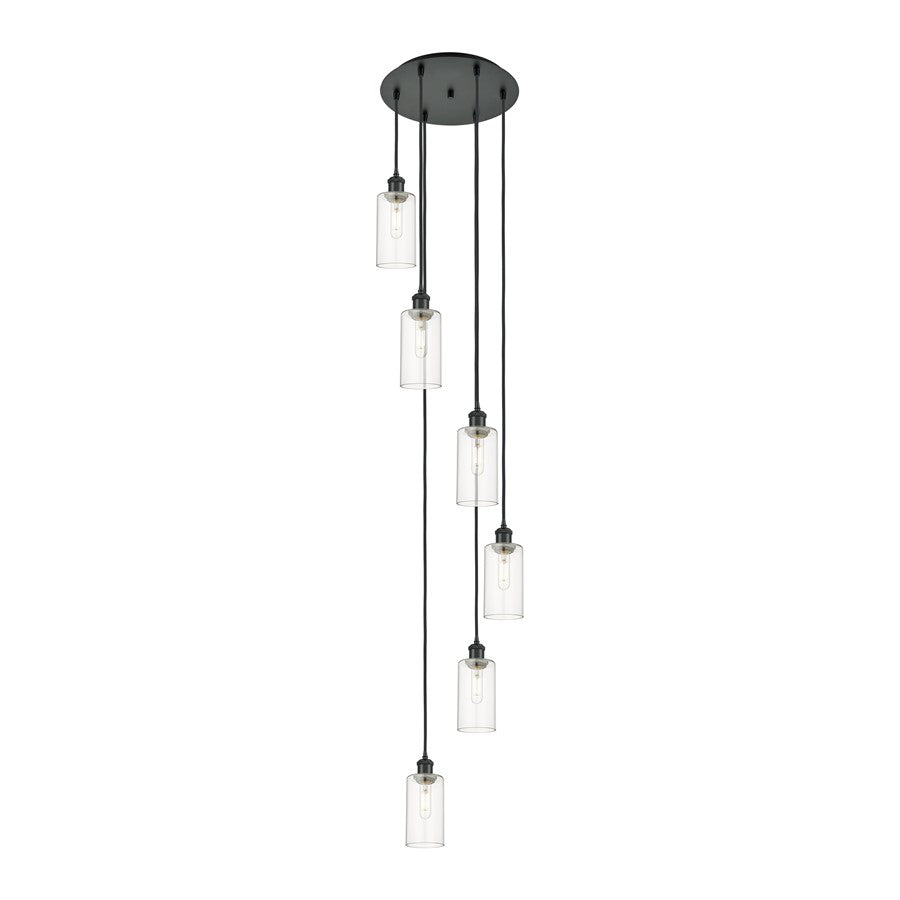 Innovations Crown Point 6Lt 16" Cord Multi Pendant, BK/CL - 116B-6P-BK-G434-7CL
