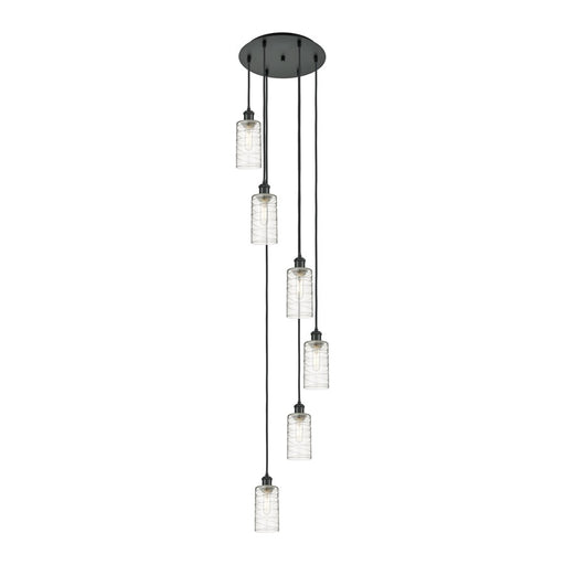 Innovations Crown Point 6Lt 16" Cord Multi Pendant, BK/DS - 116B-6P-BK-G434-7DE