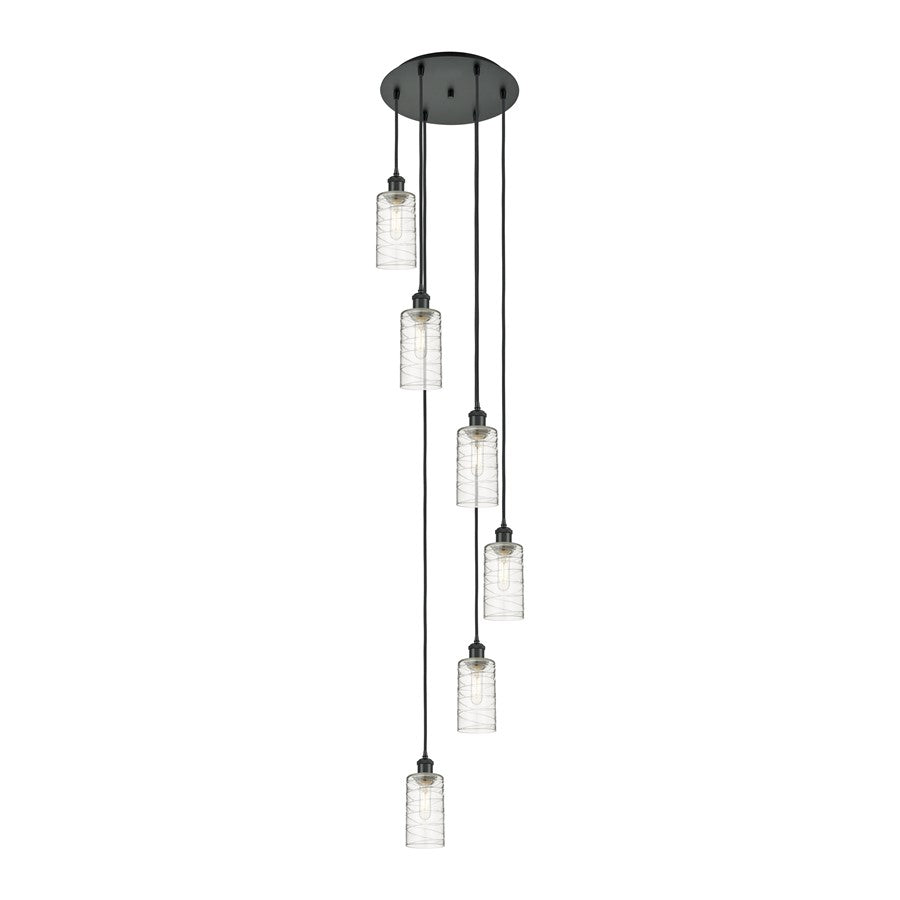Innovations Crown Point 6Lt 16" Cord Multi Pendant, BK/DS - 116B-6P-BK-G434-7DE