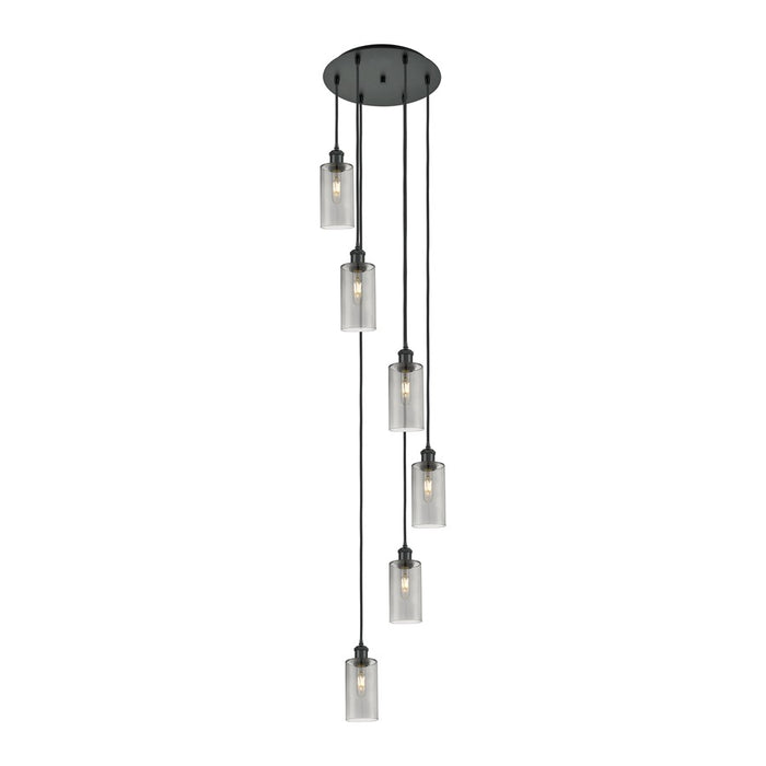 Innovations Crown Point 6Lt 16" Cord Multi Pendant, BK/SM - 116B-6P-BK-G434-7SM