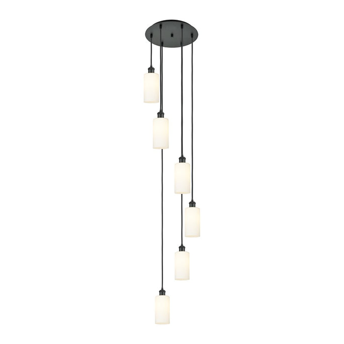 Innovations Crown Point 6Lt 16" Cord Multi Pendant, BK/WH - 116B-6P-BK-G434-7WH