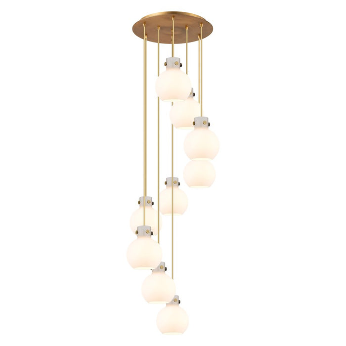Innovations Newton-S 9Lt 8" CM Pendant, 18" Cpy, BS/WH - 119-410-1PS-BB-G410-8WH