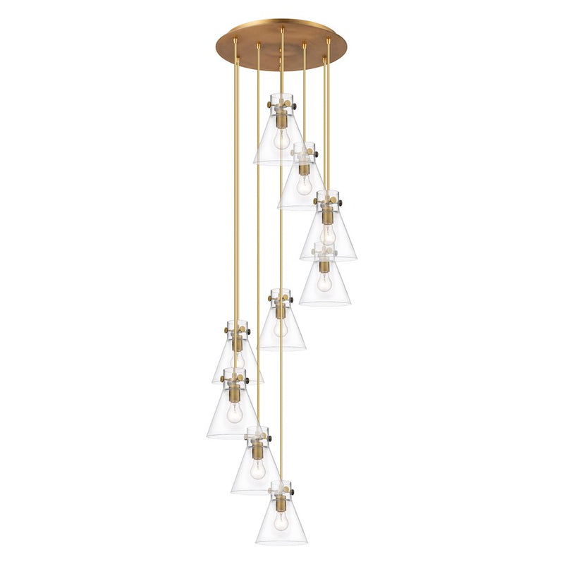 Innovations Newton-C 9Lt 8" CM Pendant, 18" Cpy, BS/CL - 119-410-1PS-BB-G411-8CL