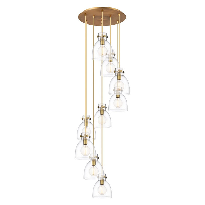 Innovations Newton-B 9Lt 8" CM Pendant, 18" Cpy, BS/CL - 119-410-1PS-BB-G412-8CL