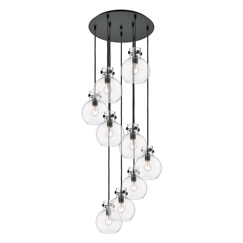 Innovations Newton-S 9Lt 8" CM Pendant, 18" Cpy, BK/CL - 119-410-1PS-BK-G410-8CL