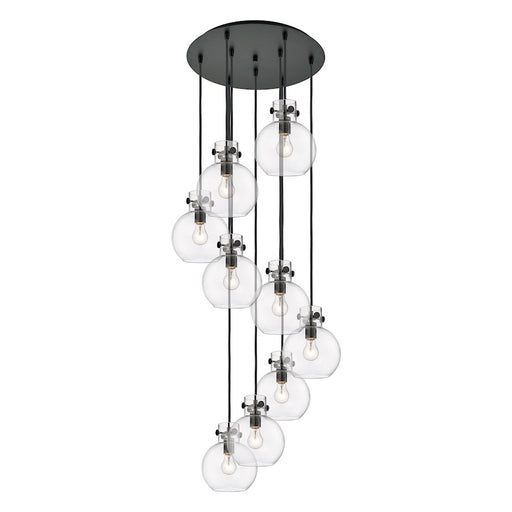 Innovations Newton-S 9Lt 8" CM Pendant, 18" Cpy, BK/CL - 119-410-1PS-BK-G410-8CL
