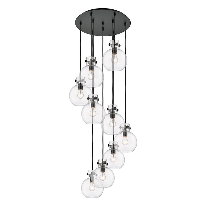 Innovations Newton-S 9Lt 8" CM Pendant, 18" Cpy, BK/CL - 119-410-1PS-BK-G410-8CL