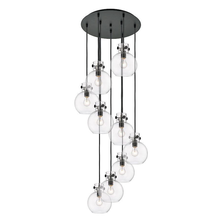 Innovations Newton-S 9Lt 8" CM Pendant, 18" Cpy, BK/CL - 119-410-1PS-BK-G410-8CL