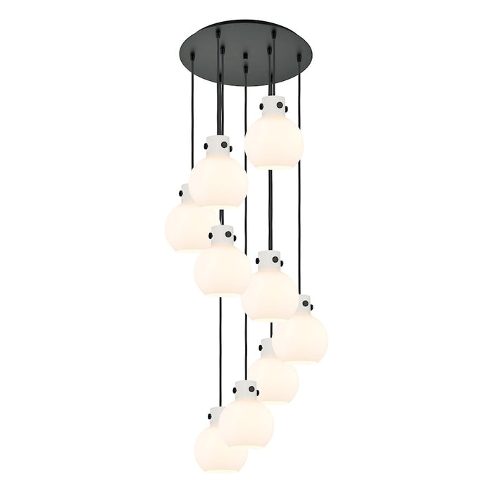 Innovations Newton-S 9Lt 8" CM Pendant, 18" Cpy, BK/WH - 119-410-1PS-BK-G410-8WH