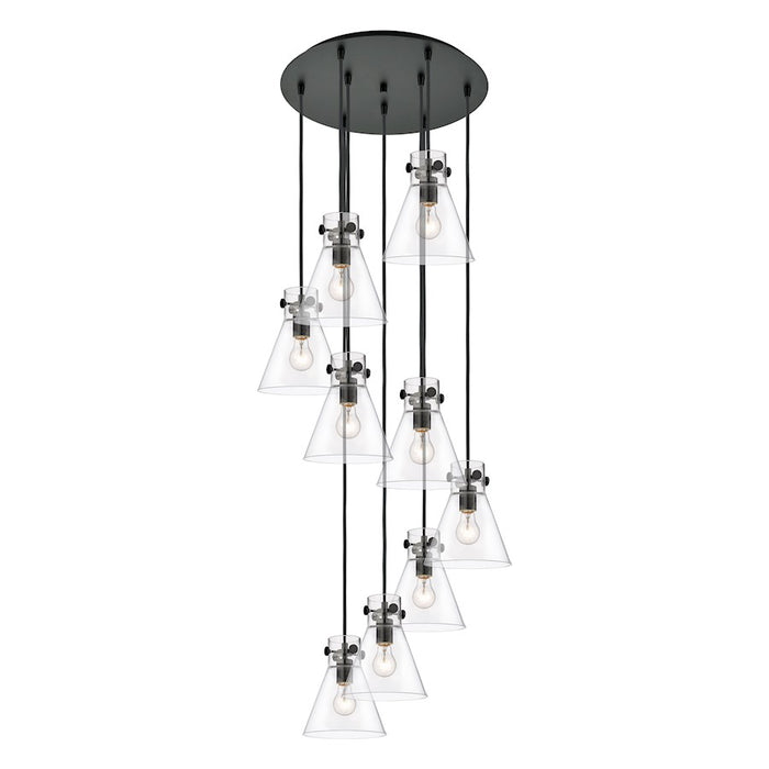 Innovations Newton-C 9Lt 8" CM Pendant, 18" Cpy, BK/CL - 119-410-1PS-BK-G411-8CL