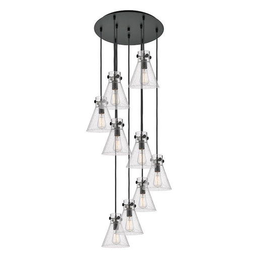 Innovations Newton-C 9Lt 8" CM Pendant, 18" Cpy, B/SD - 119-410-1PS-BK-G411-8SDY