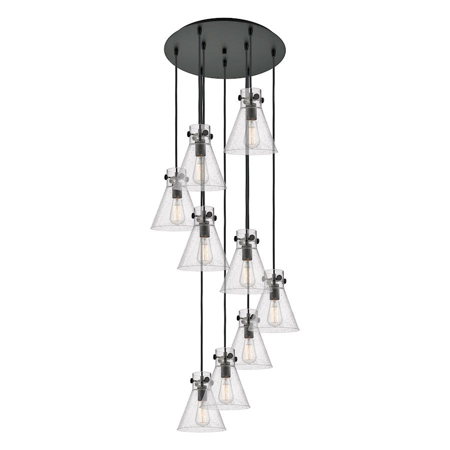 Innovations Newton-C 9Lt 8" CM Pendant, 18" Cpy, B/SD - 119-410-1PS-BK-G411-8SDY