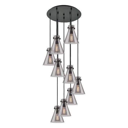 Innovations Newton-C 9Lt 8" CM Pendant, 18" Cpy, BK/SM - 119-410-1PS-BK-G411-8SM