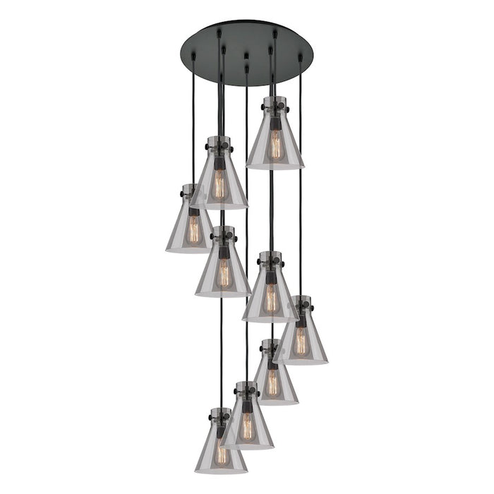 Innovations Newton-C 9Lt 8" CM Pendant, 18" Cpy, BK/SM - 119-410-1PS-BK-G411-8SM