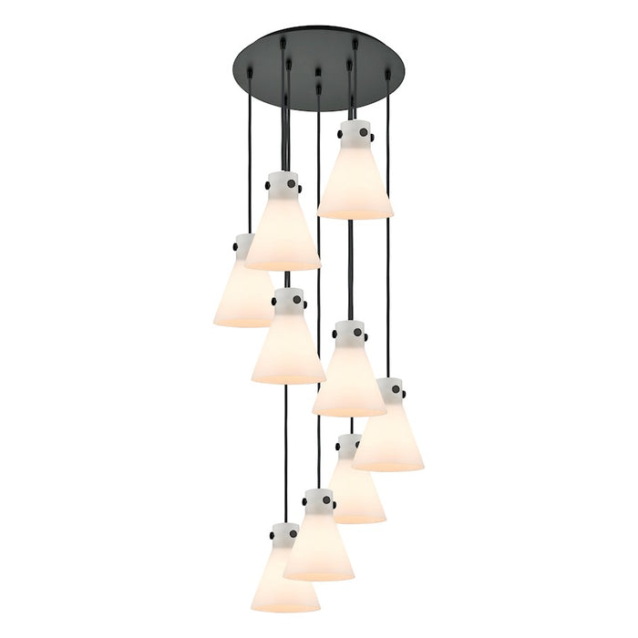 Innovations Newton-C 9Lt 8" CM Pendant, 18" Cpy, BK/WH - 119-410-1PS-BK-G411-8WH