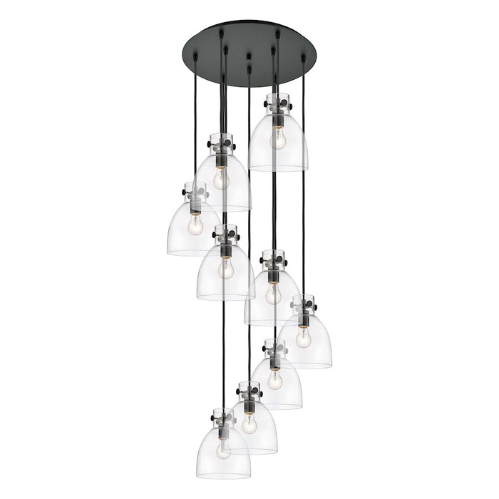 Innovations Newton-B 9Lt 8" CM Pendant, 18" Cpy, BK/CL - 119-410-1PS-BK-G412-8CL