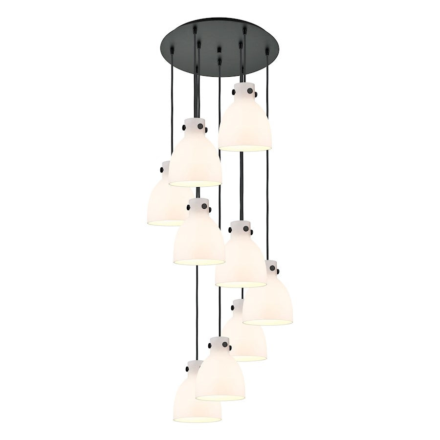 Innovations Newton-B 9Lt 8" CM Pendant, 18" Cpy, BK/WH - 119-410-1PS-BK-G412-8WH